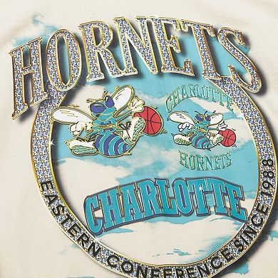 Men's Mitchell & Ness Tan Charlotte Hornets Hardwood Classics Vintage Soul Crown Jewels T-Shirt