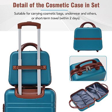 4-piece Hardside Spinner Luggage Set With Tsa Lock Lightweight Suitcase