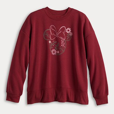 Disney's Minnie Mouse Women's Floral Portrait Graphic Crewneck Sweatshirt