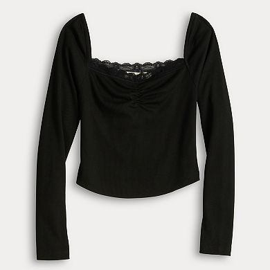 Fair Haven Ribbed Lace Long Sleeve Top