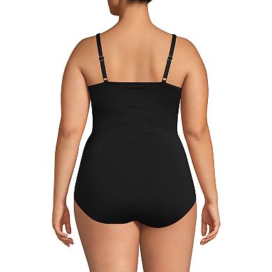 Plus Size Lands' End Embellished Scoopneck Shirred One Piece Swimsuit