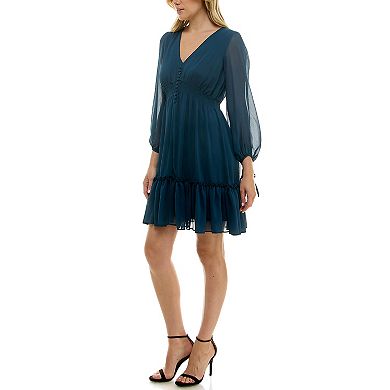 Women's Taylor Shirred Waist Ruffle Hem Dress