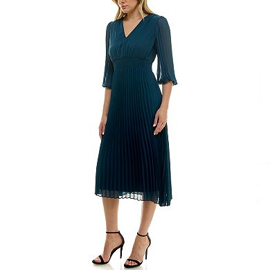 Women's Taylor Smocked Waist Pleated Midi Dress