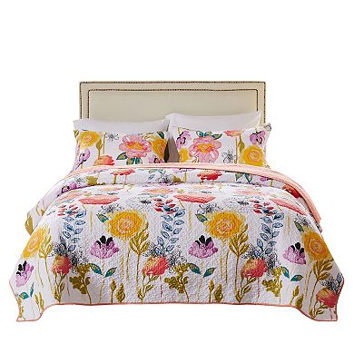 Greenland Home Fashions Watercolor Dream White Quilt Set