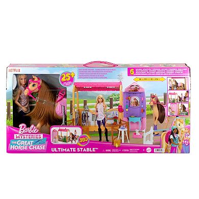 Barbie® Mysteries: The Great Horse Chase Stable Playset with Doll & Toy Horse 25-piece Set