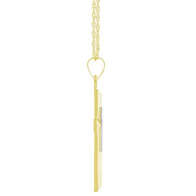 Two Tone 14k Gold Layered Cross Pendant Necklace