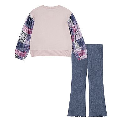 Girls 4-6x Levi's® Patchwork Crewneck and Flared Leggings Set