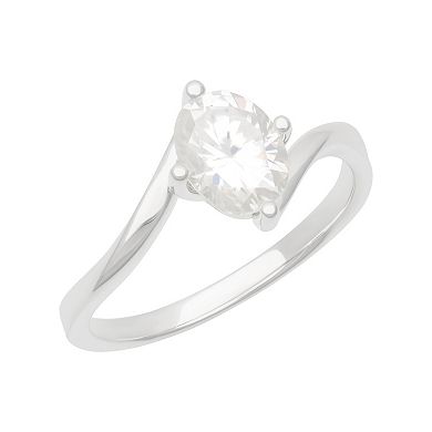 Women's Love Always Sterling Silver 1 3/8 Carat T.G.W. Oval-Cut Moissanite Twist-Shank Engagement Ring