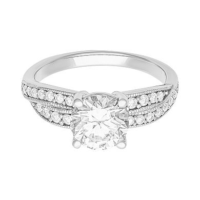 Love Always Sterling Silver Lab-Created Moissanite Twist Engagement Ring