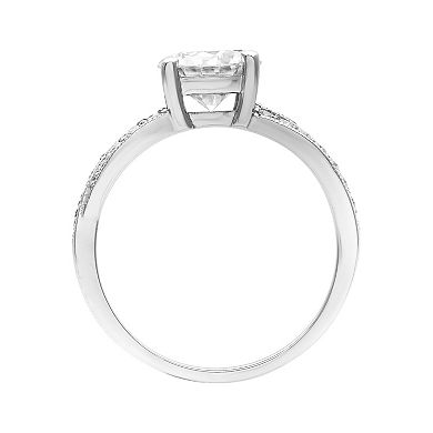 Love Always Sterling Silver Lab-Created Moissanite Twist Engagement Ring