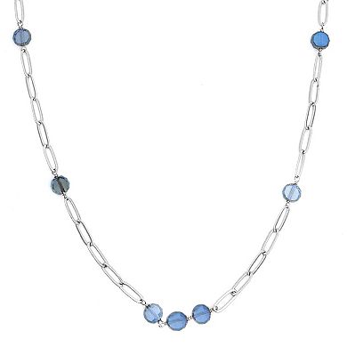 PANNEE BY PANACEA Silver Tone Crystal Link Station Necklace