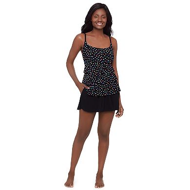 Women's Great Lengths Dots Triple Ruffle Skirtini One-Piece Swimsuit