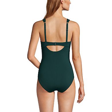 Women's Lands' End Smoothing Control Mesh High Neck One-Piece Swimsuit