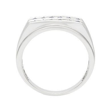 AXL Men's Sterling Silver Lab-Created Blue Sapphire Double Row Band