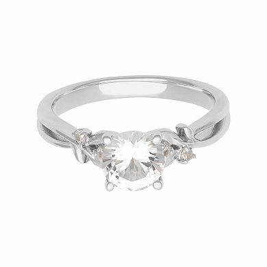Love Always Sterling Silver 1 1/2 Carat T.W. Lab-Created White Sapphire Floral Engagement Ring