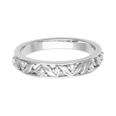 Love Always Sterling Silver Lab-Created White Sapphire Wedding Band
