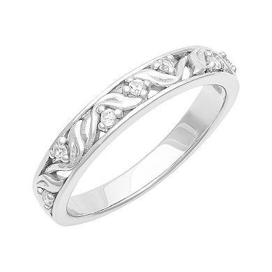Love Always Sterling Silver Lab-Created White Sapphire Wedding Band