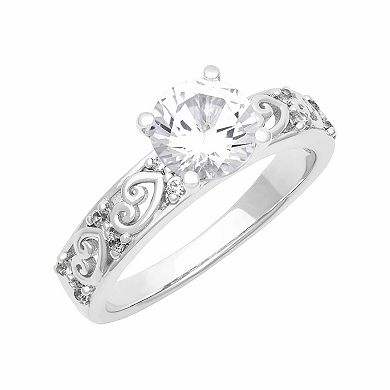 Love Always Sterling Silver 2 Carat T.W. Lab-Created White Sapphire Swirl Engagement Ring