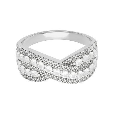 Love Always Sterling Silver Lab-Created White Sapphire Crossover Anniversary Band Ring