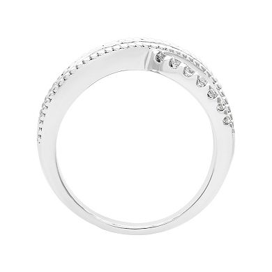 Love Always Sterling Silver 1 1/3 Carat T.W. Lab-Created White Sapphire Open Crossover Anniversary Band