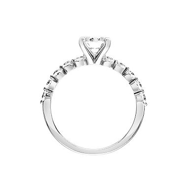 Love Always 10k White Gold Oval-Cut Lab-Created White Sapphire Engagement Ring
