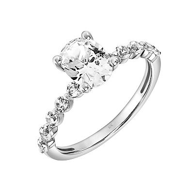 Love Always 10k White Gold Oval-Cut Lab-Created White Sapphire Engagement Ring