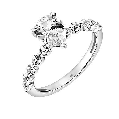Love Always 10k White Gold Pear-Cut Lab-Created White Sapphire Engagement Ring