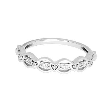 Love Always Sterling Silver Diamond Accent Heart Link Anniversary Band