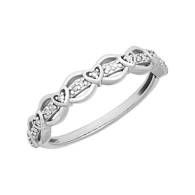 Love Always Sterling Silver Diamond Accent Heart Link Anniversary Band