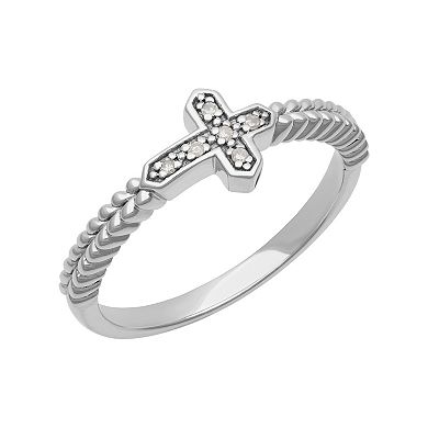 Love Always Sterling Silver Diamond Accent Cross Band