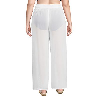 Plus Size Lands' End Sheer Oversized Swim Cover-Up Pants