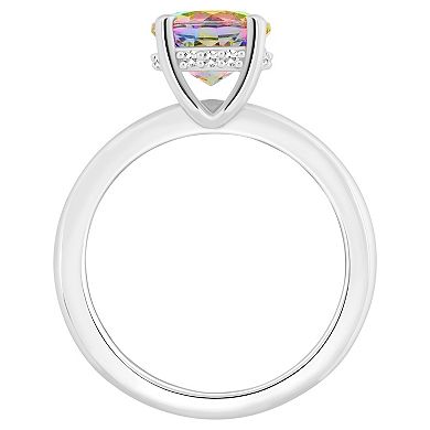 Alyson Layne Sterling Silver Round Mystic Topaz Diamond Accent Ring
