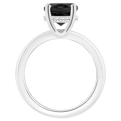 Alyson Layne Sterling Silver Oval Black Onyx Diamond Accent Ring
