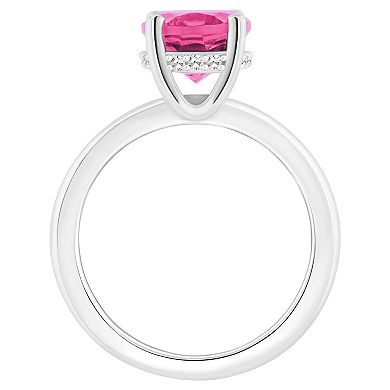 Alyson Layne Sterling Silver Oval Pink Topaz Diamond Accent Ring