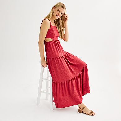 Juniors' Rewind Sleeveless Cutout Maxi Dress