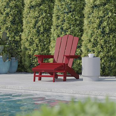 Flash Furniture Newport Adirondack Chair with Cup Holder & Pull Out Ottoman 2-piece Set