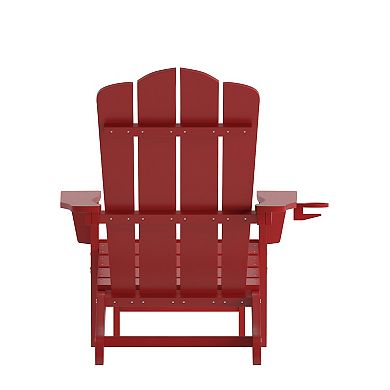 Flash Furniture Newport Adirondack Chair with Cup Holder & Pull Out Ottoman 2-piece Set