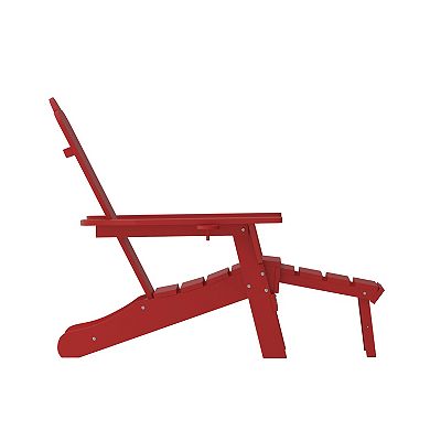 Flash Furniture Newport Adirondack Chair with Cup Holder & Pull Out Ottoman 2-piece Set