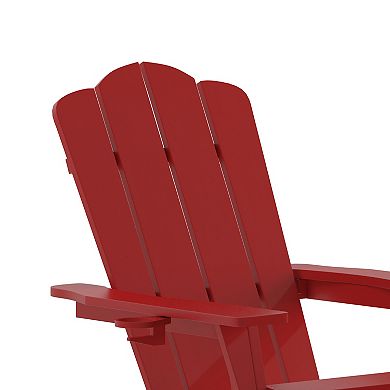 Flash Furniture Newport Adirondack Chair with Cup Holder & Pull Out Ottoman 2-piece Set