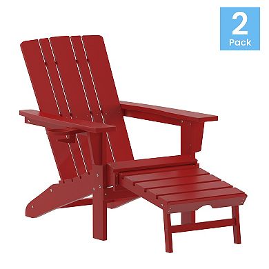 Flash Furniture Halifax Adirondack Chair with Cup Holder & Pull Out Ottoman 2-piece Set