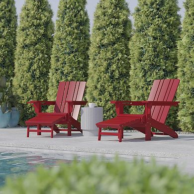 Flash Furniture Halifax Adirondack Chair with Cup Holder & Pull Out Ottoman 2-piece Set