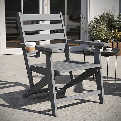 Flash Furniture Tolleson Adirondack Dining Chair with Fold Out Cup Holder