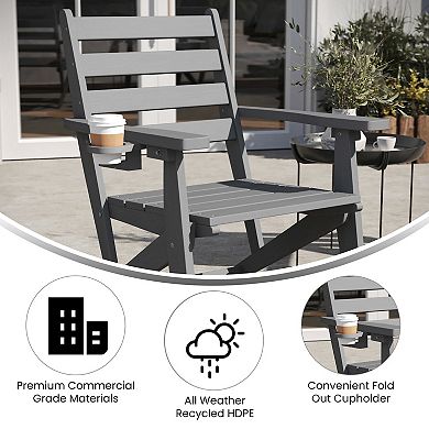 Flash Furniture Tolleson Adirondack Dining Chair with Fold Out Cup Holder