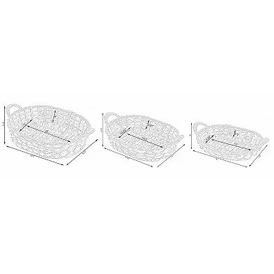 Seagrass Fruit Bread Basket Tray With Handles, Set Of 3