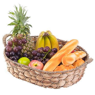 Seagrass Fruit Bread Basket Tray With Handles, Large