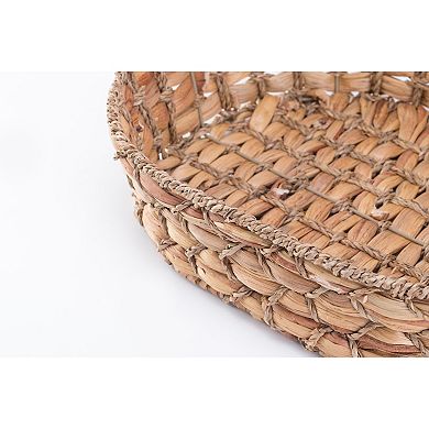 Seagrass Fruit Bread Basket Tray With Handles, Large