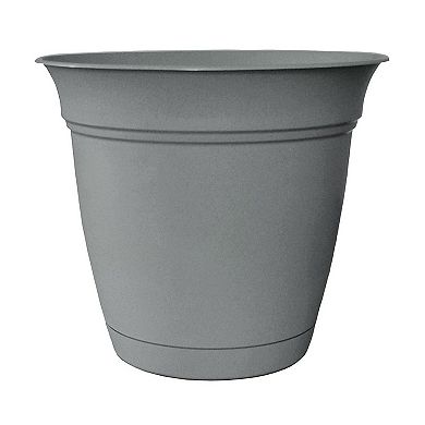 HC Companies 6 Inch Eclipse Planter with Attached Saucer, Stormy Gray (2 Pack)