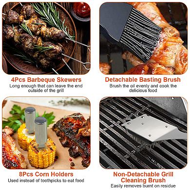 Stainless Steel Bbq Grill Tool Kit Grilling Utensil Accessories