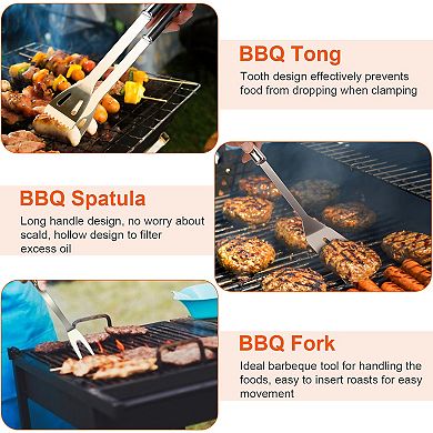Stainless Steel Bbq Grill Tool Kit Grilling Utensil Accessories