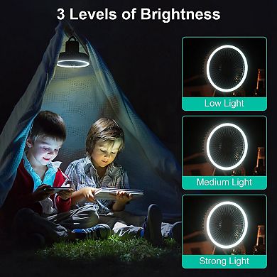 10000mah Portable Rechargeable Battery Powered Camping Fan With Lantern